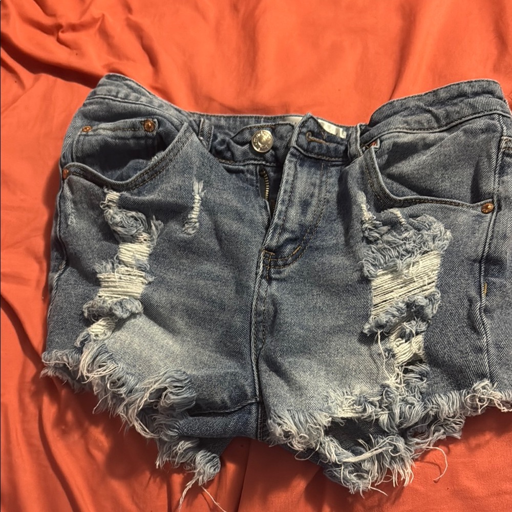 Madden Girl Blue Distressed Jean Shorts